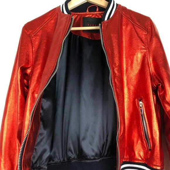 BLANK NYC Metallic Red Bomber Jacket - Picture 3 of 7